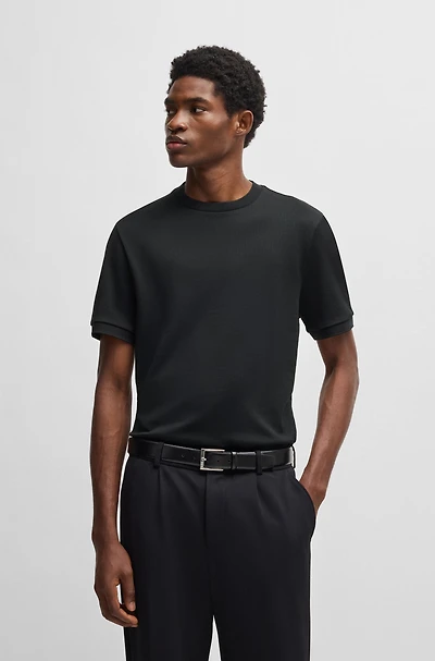 Regular-fit T-shirt seersucker fabric