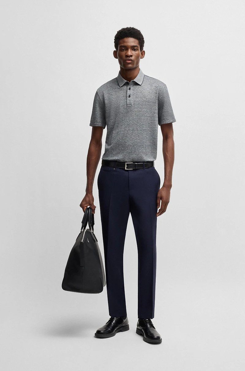 Knit polo shirt cotton and linen