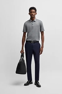 Knit polo shirt cotton and linen