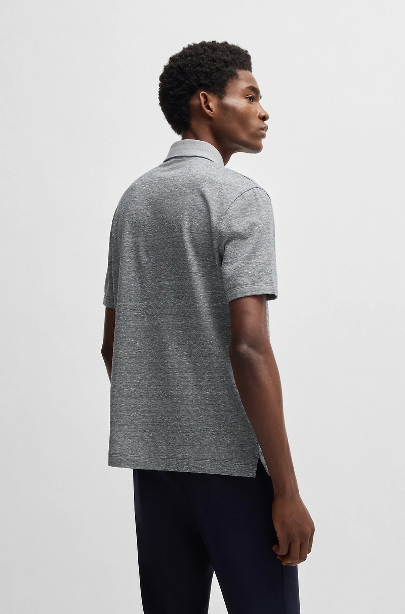 Knit polo shirt cotton and linen