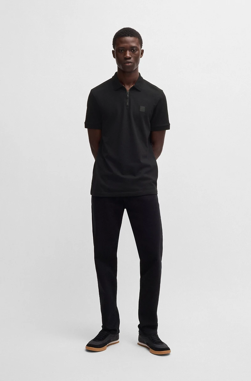 Slim-fit knit polo stretch-cotton piqu