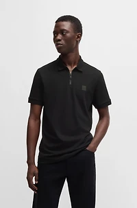 Slim-fit knit polo stretch-cotton piqu