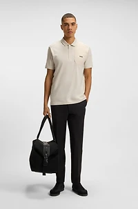 Paddy polo shirt with hopsack paneling