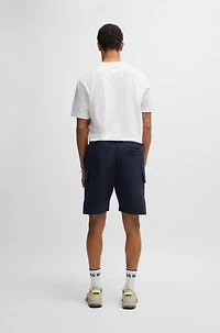 Super-stretch shorts with hopsack paneling