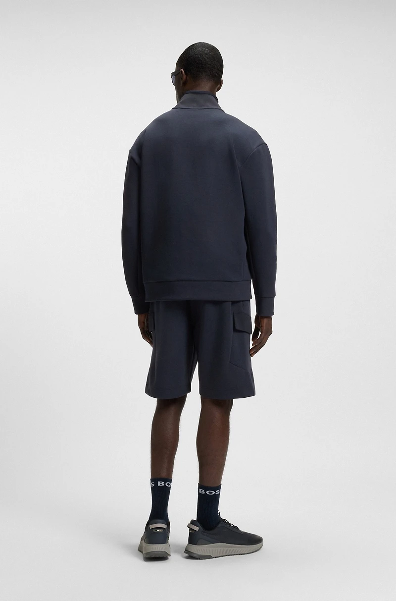 Super-stretch sweatshirt with stormflap detail