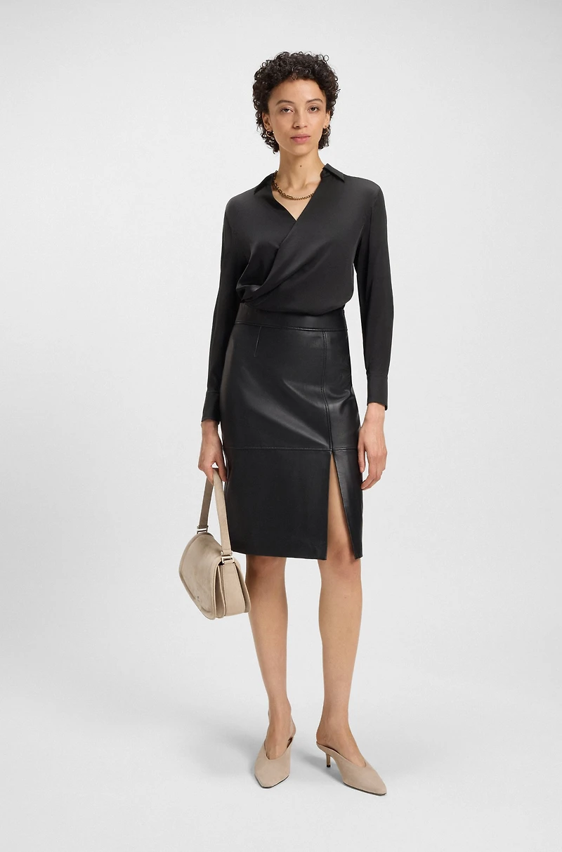 Wrap-front blouse stretch silk
