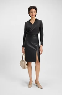 Wrap-front blouse stretch silk