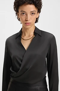 Wrap-front blouse stretch silk