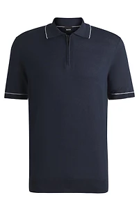 Linen-blend sweater with zip placket