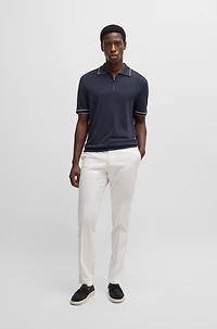 Linen-blend sweater with zip placket
