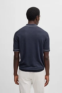 Linen-blend sweater with zip placket