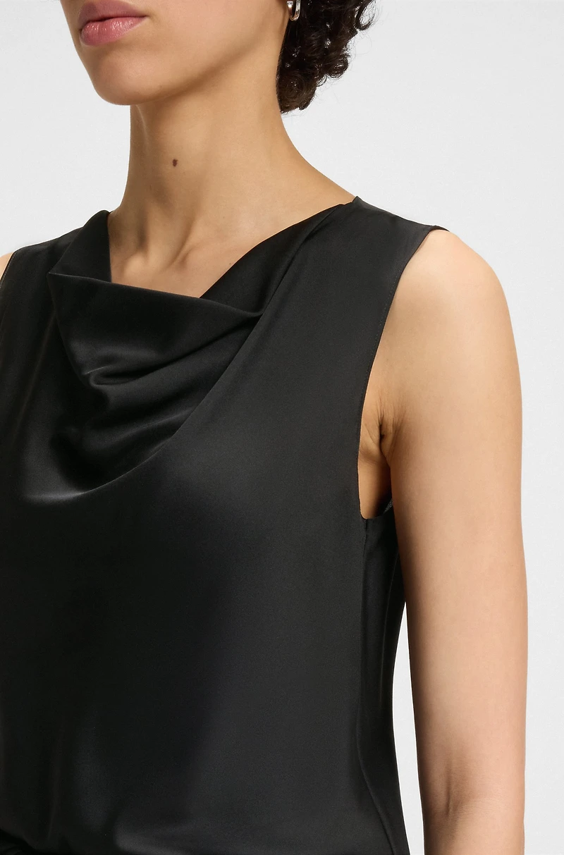 Sleeveless cowl-neck blouse stretch silk