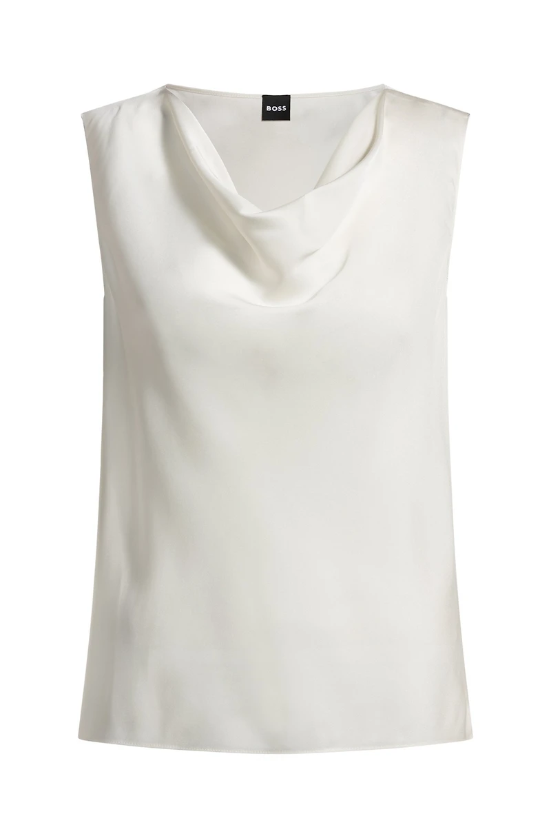 Sleeveless cowl-neck blouse stretch silk
