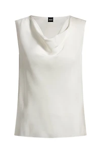 Sleeveless cowl-neck blouse stretch silk