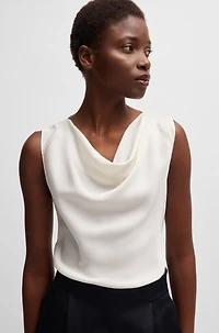 Sleeveless cowl-neck blouse stretch silk