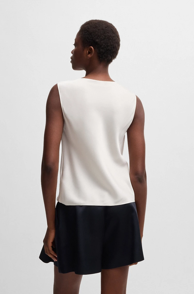 Sleeveless cowl-neck blouse stretch silk