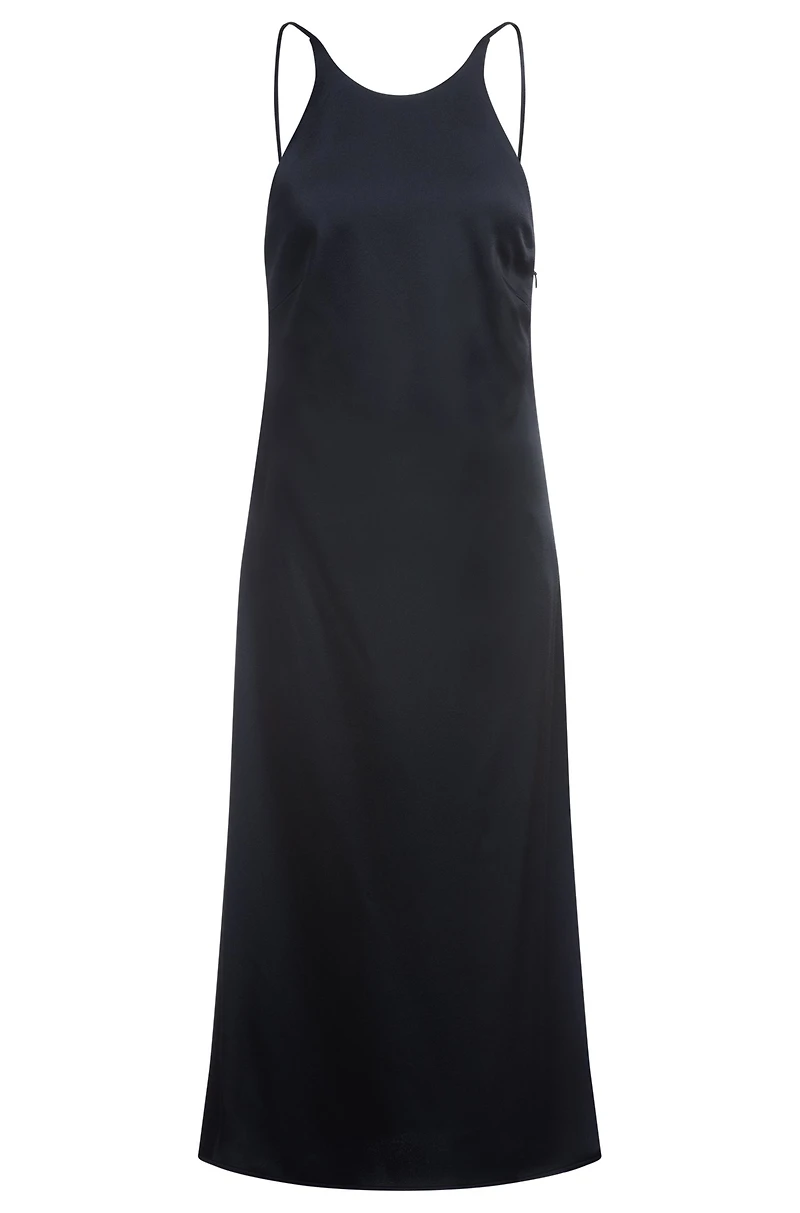 Twill dress with high neckline