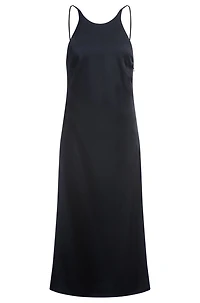 Twill dress with high neckline