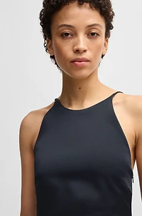 Twill dress with high neckline