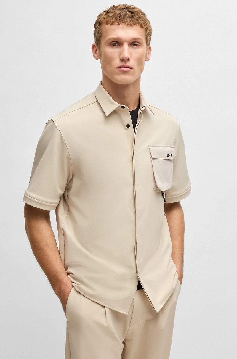Relaxed-fit shirt with zip-off sleeves