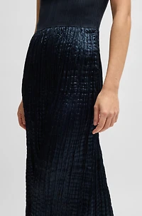 Knitted dress with lustrous structured skirt