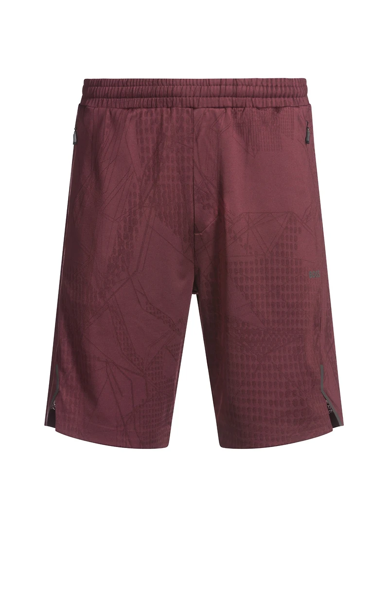 Active patterned shorts four-way stretch fabric