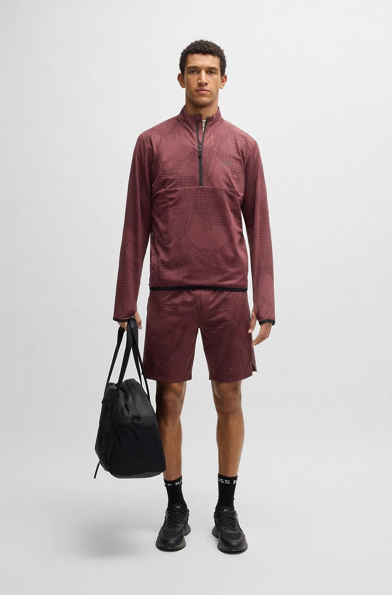 Active patterned shorts four-way stretch fabric
