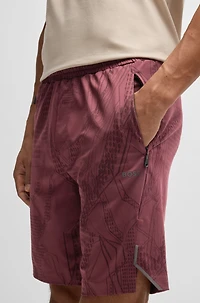 Active patterned shorts four-way stretch fabric