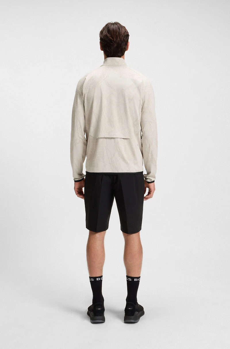 Active zip-up sweatshirt with dynamic jacquard pattern