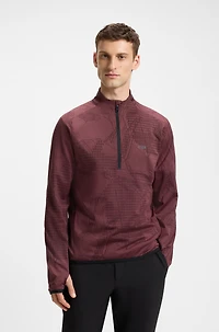 Active zip-neck sweatshirt jacquard stretch fabric