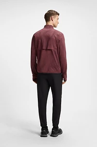 Active zip-neck sweatshirt jacquard stretch fabric