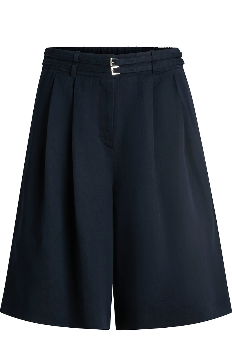 Relaxed-fit belted culottes with wide leg