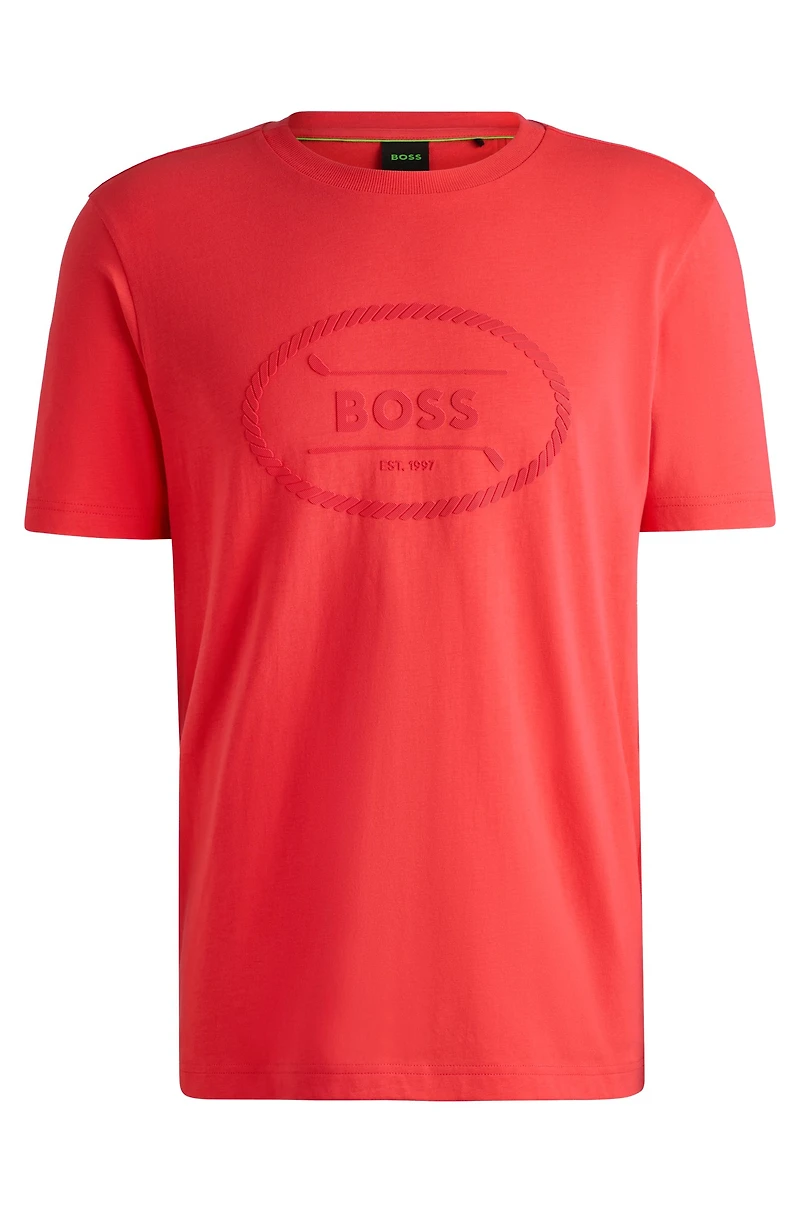 Cotton-jersey T-shirt with golf artwork and logo