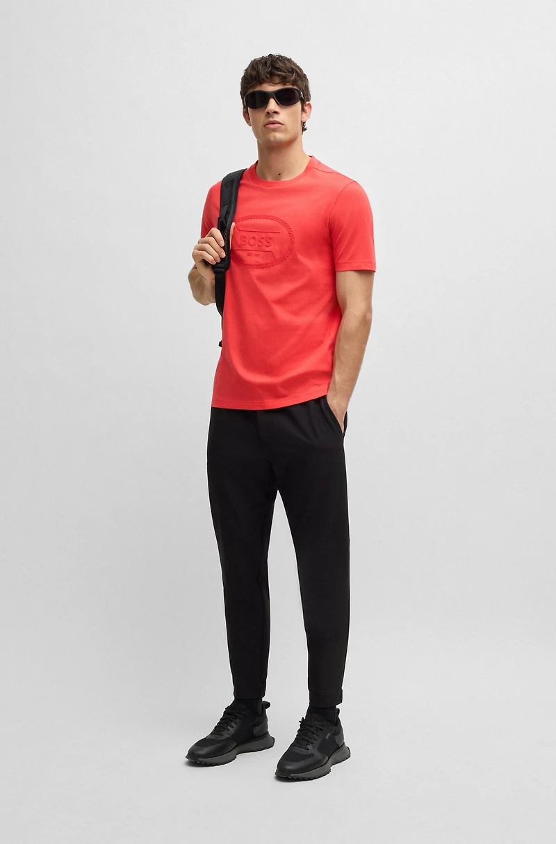 Cotton-jersey T-shirt with golf artwork and logo