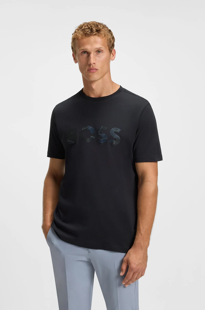 Cotton-jersey T-shirt with logo print