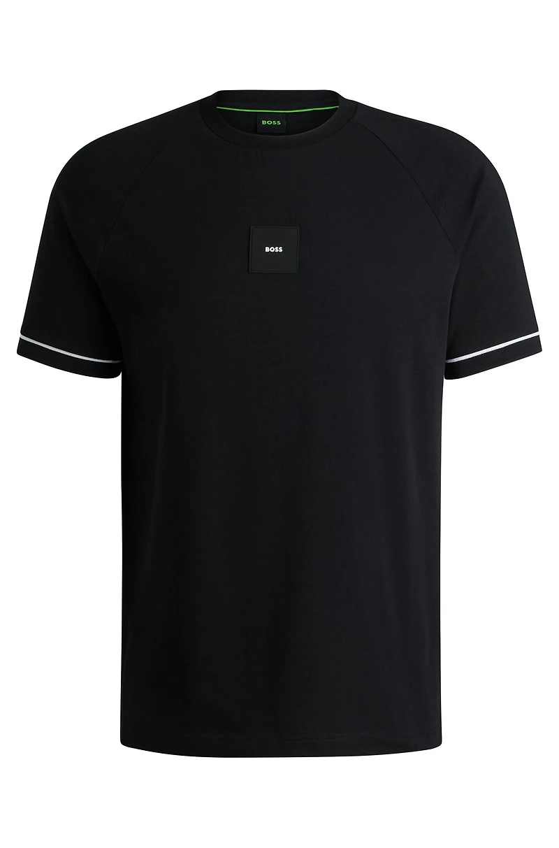 Stretch-cotton T-shirt with logo badge