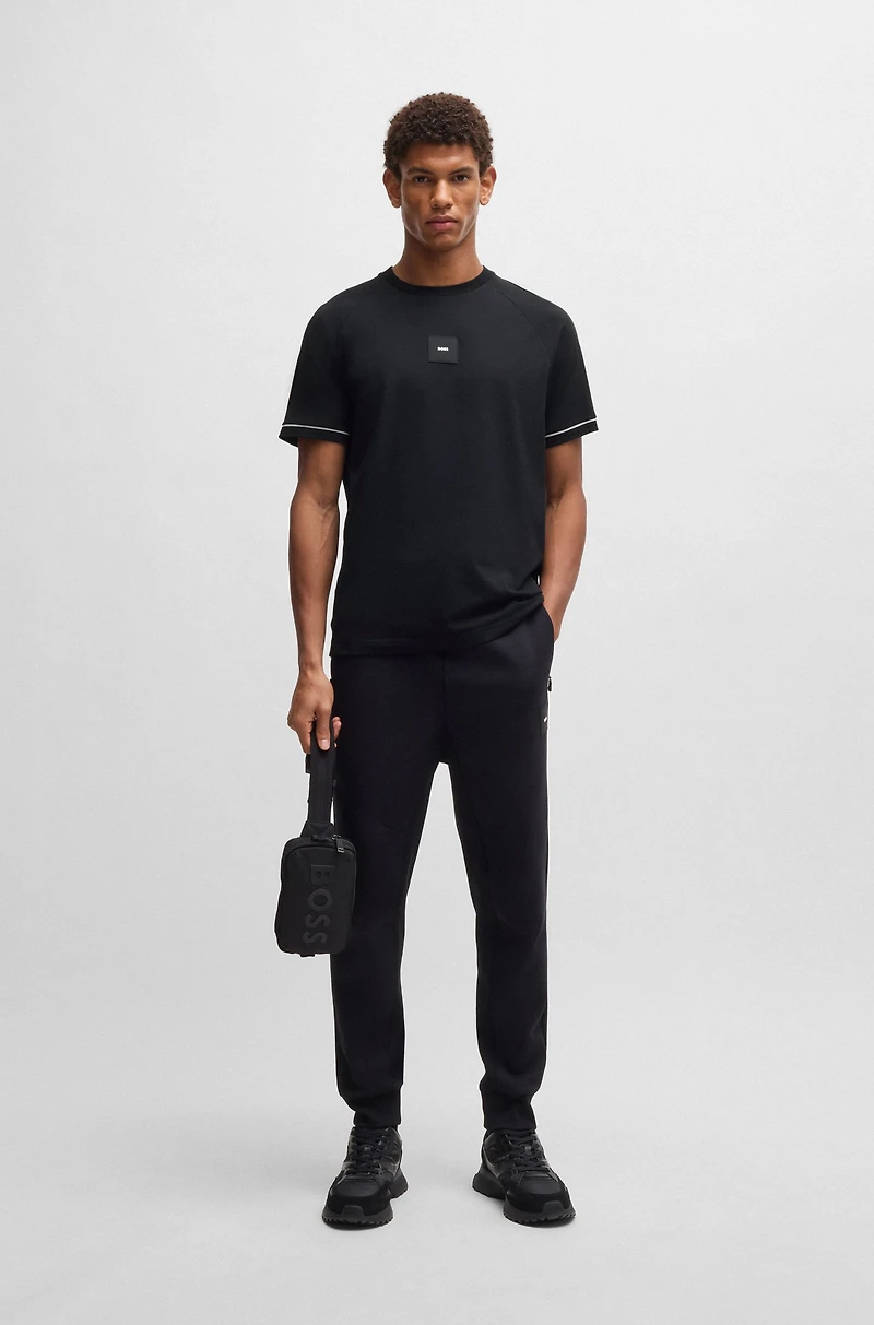 Stretch-cotton T-shirt with logo badge