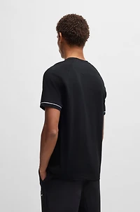 Stretch-cotton T-shirt with logo badge