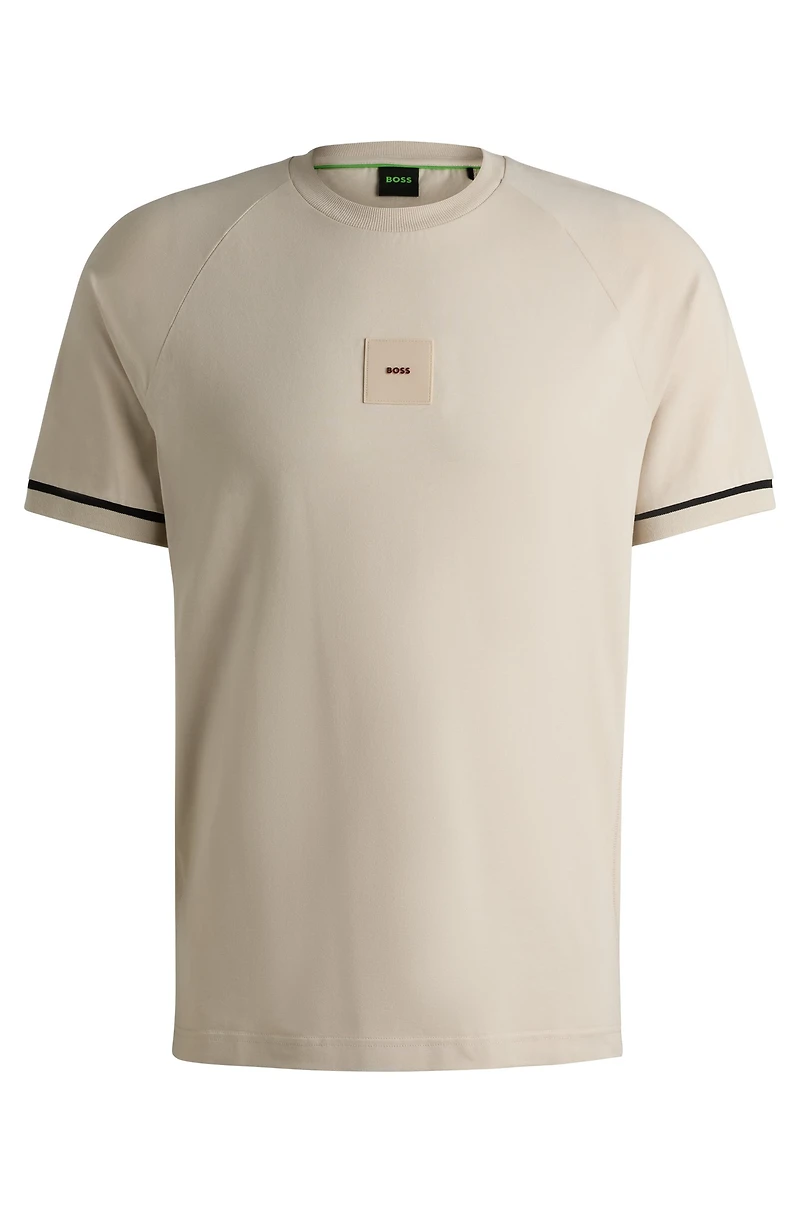 Stretch-cotton T-shirt with logo badge