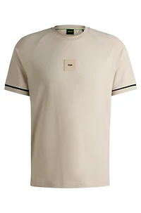 Stretch-cotton T-shirt with logo badge