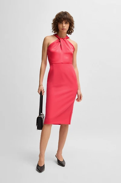 Twist-detail dress stretch fabric