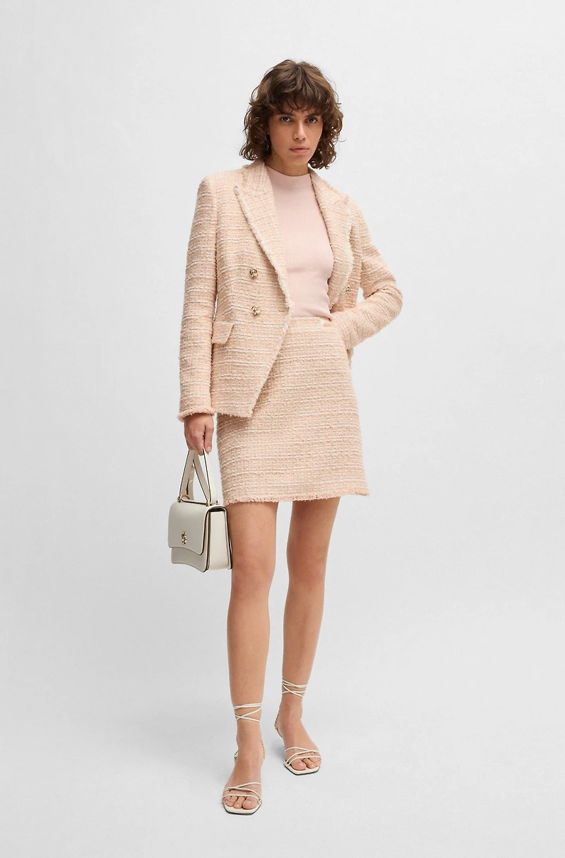 Tweed skirt with stretch-cotton waistband