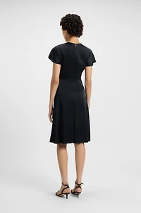 V-neck dress with gathered waistband