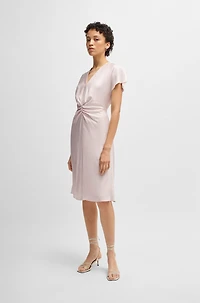 V-neck dress with gathered waistband