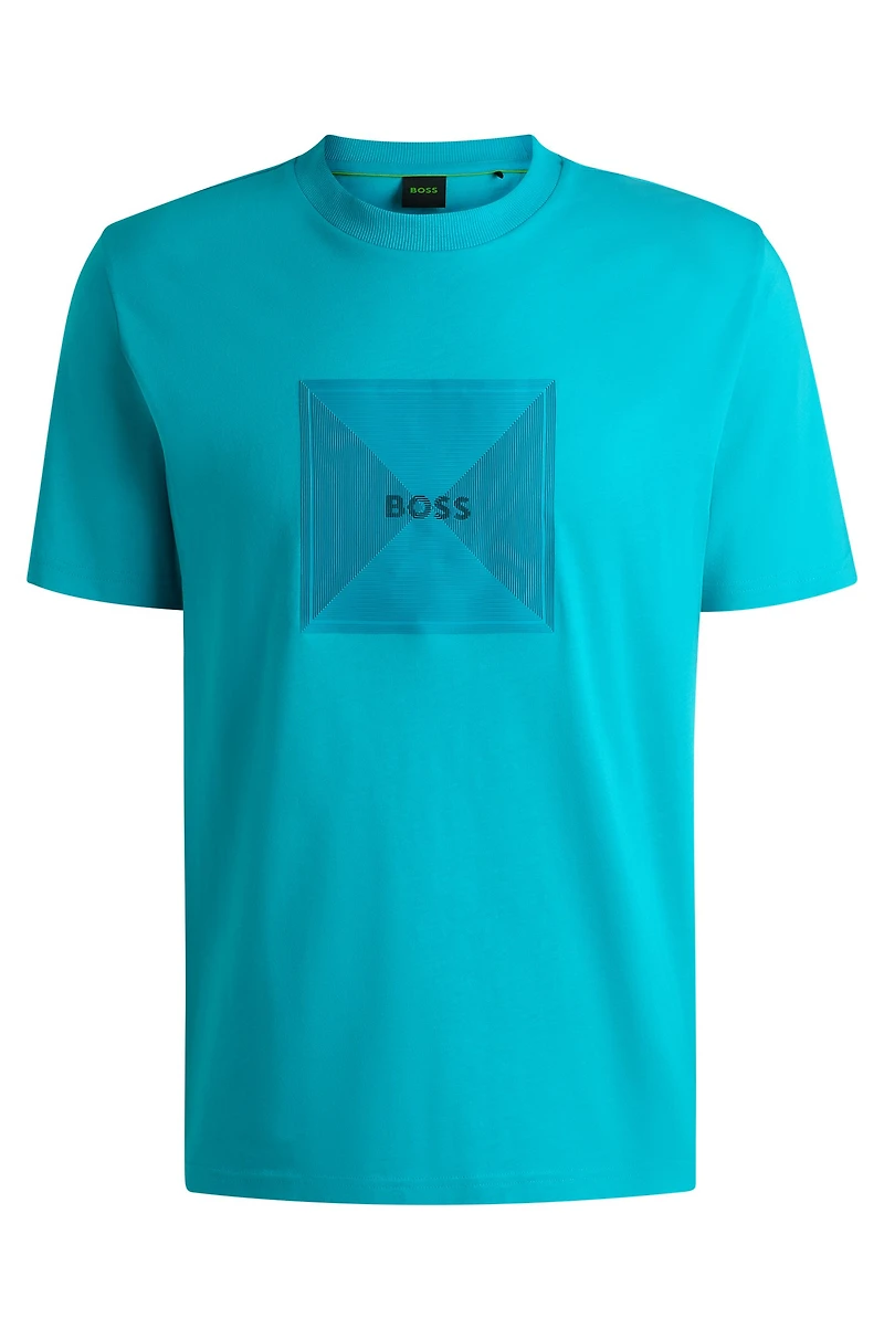 Cotton-jersey T-shirt with fineline logo artwork