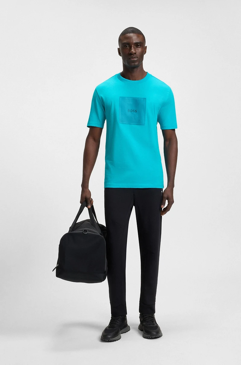 Cotton-jersey T-shirt with fineline logo artwork