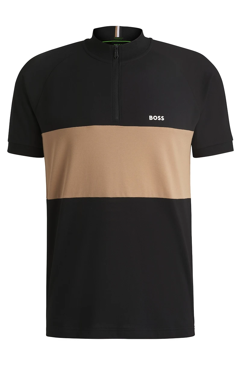 Active polo shirt with block stripe