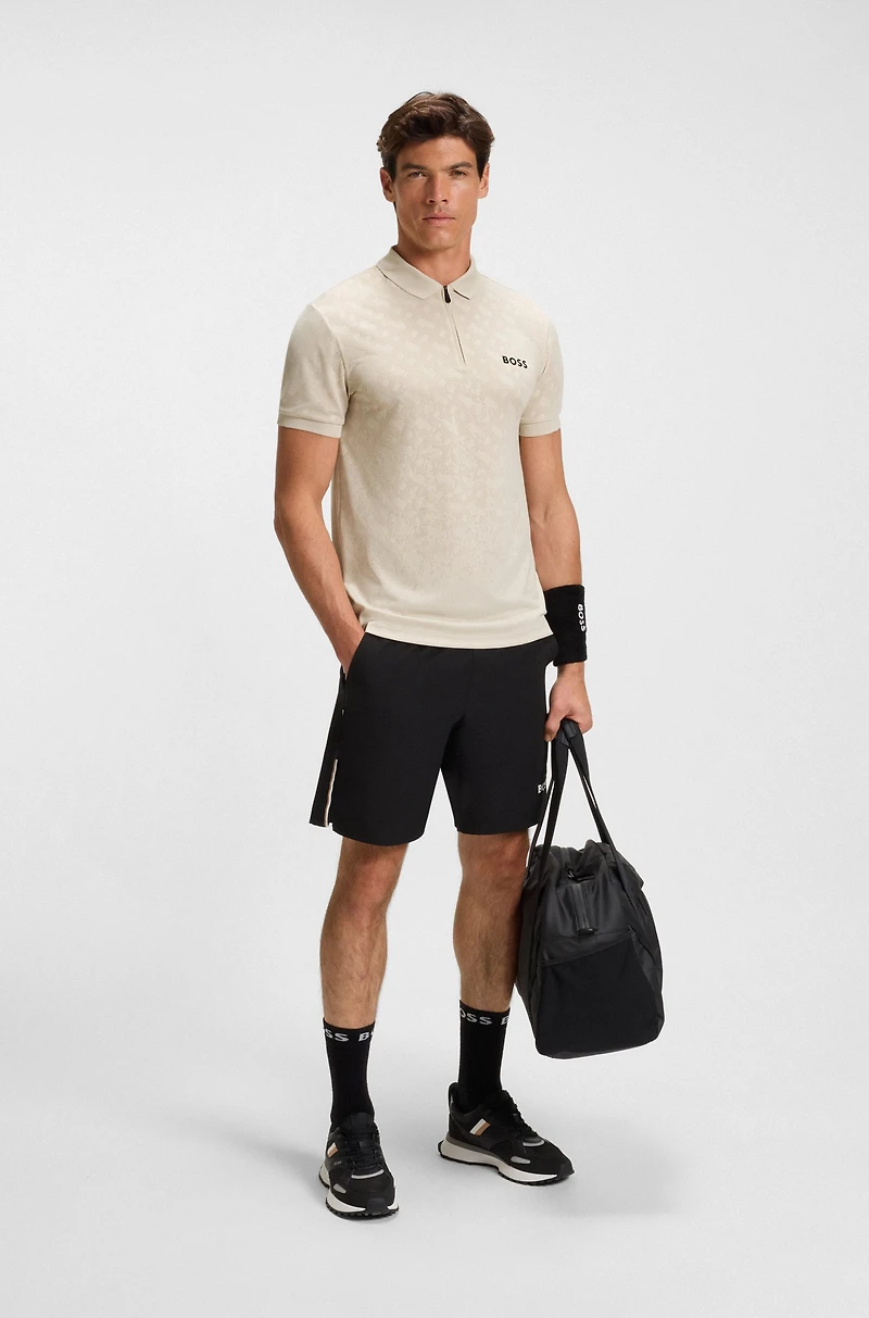 Active quick-dry polo shirt with gradient monogram jacquard