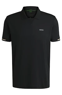 Stretch-mesh polo shirt with modern placket