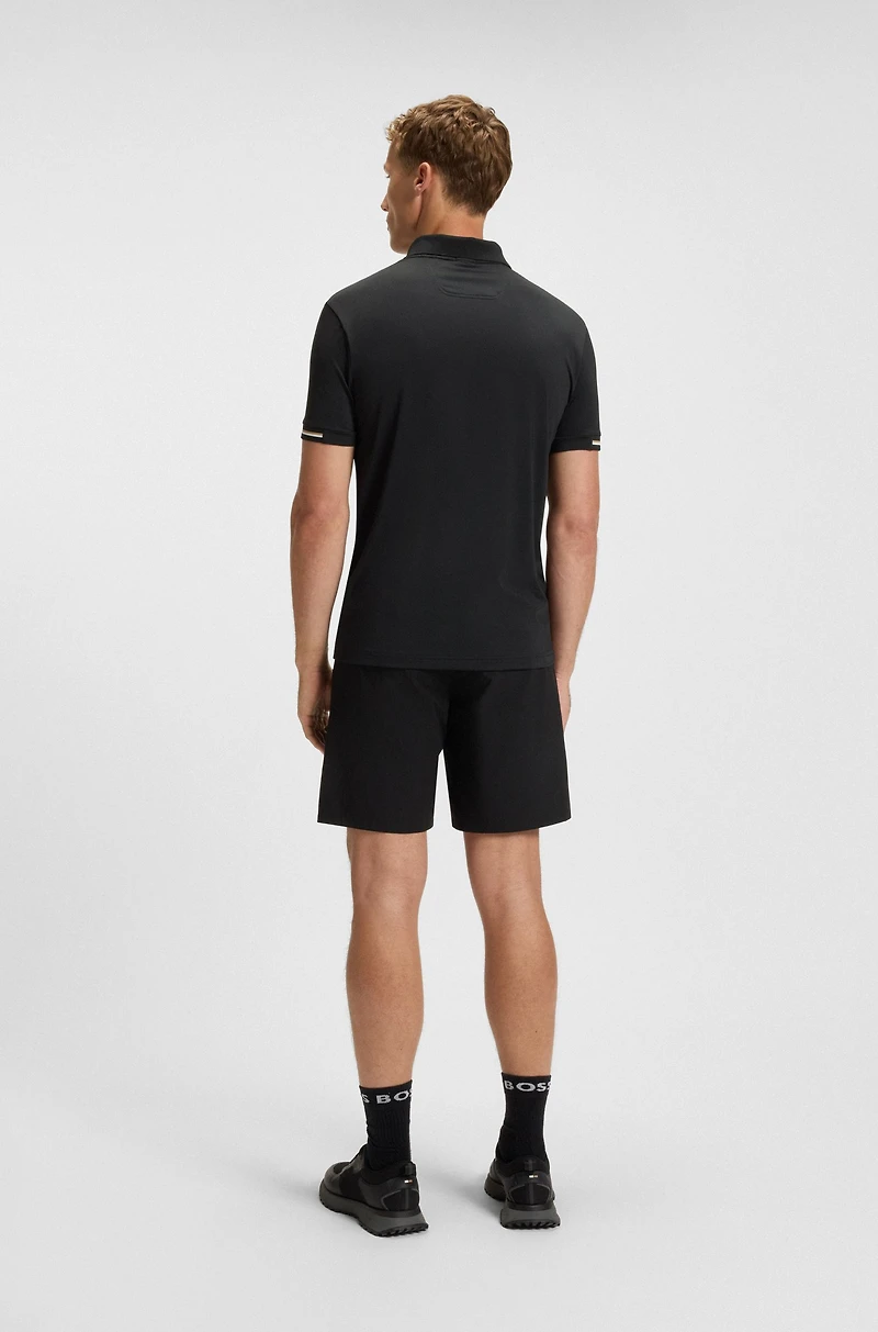 Stretch-mesh polo shirt with modern placket